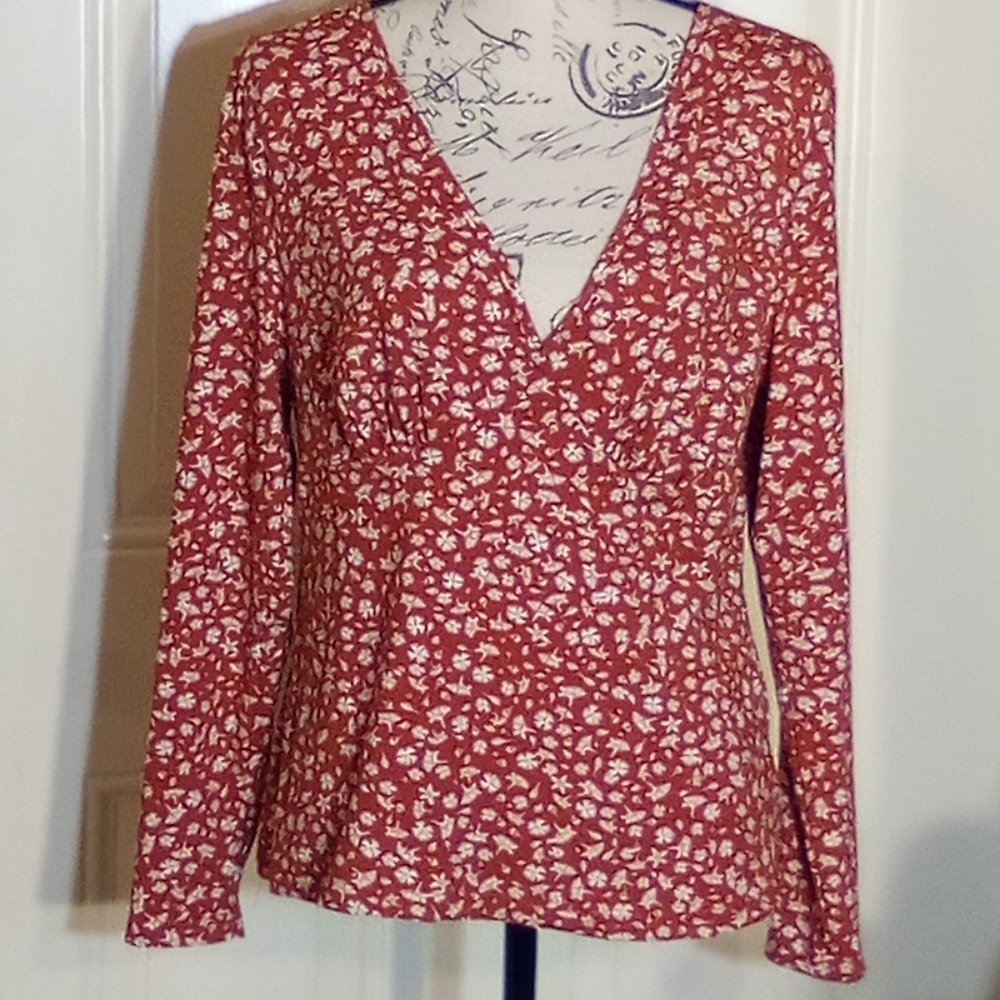 Emery Rose Top Women's Size 1XL Color Brown & White